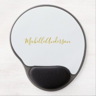 Gold Color Modern Minimalist Handwriting Name Gel Mouse Pad