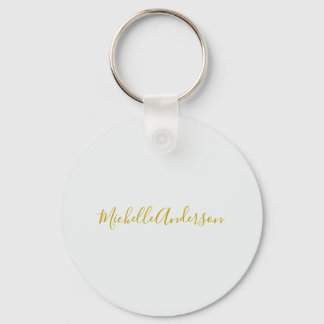 Gold Color Modern Minimalist Handwriting Name Keychain