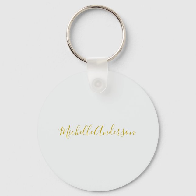 Gold Color Modern Minimalist Handwriting Name Keychain (Front)