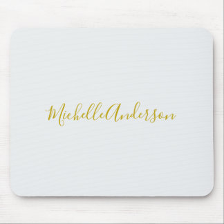 Gold Color Modern Minimalist Handwriting Name Mouse Pad