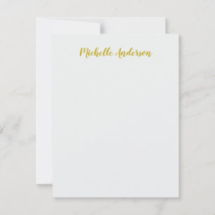 Gold Color Modern Minimalist Handwriting Name Note Card
