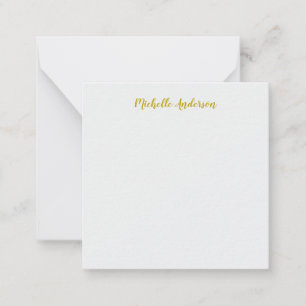 Gold Color Modern Minimalist Handwriting Name Note Card