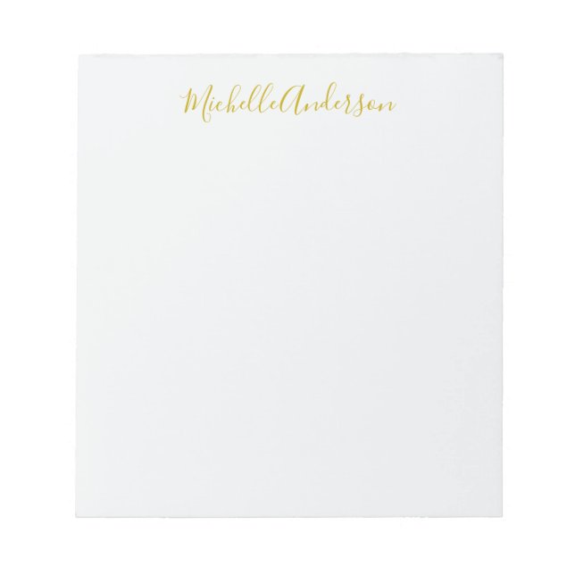 Gold Color Modern Minimalist Handwriting Name Notepad (Front)