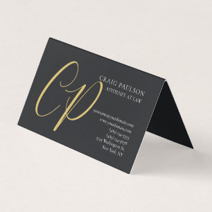 Gold Color Monogram Attorney Lawyer Minimalist Business Card