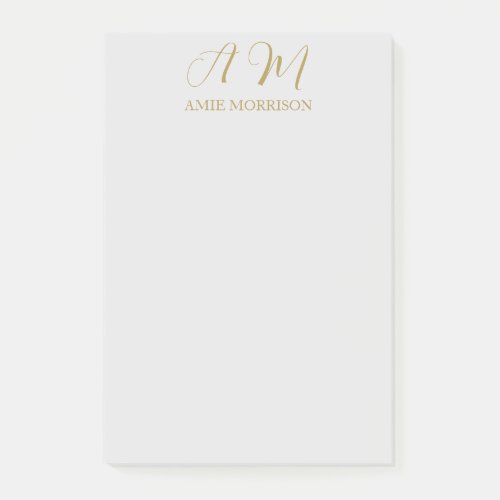 Gold Color Monogram Initial Name Calligraphy Post_it Notes