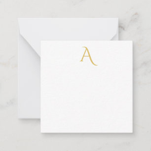 Gold Color Monogram Initial Professional White Note Card