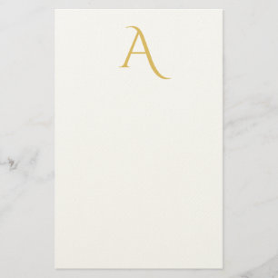 Gold Color Monogram Initial Professional White Stationery