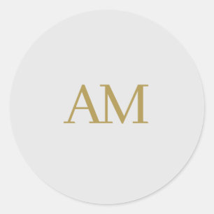 Gold Color Monogram Initials Calligraphy Pro Classic Round Sticker