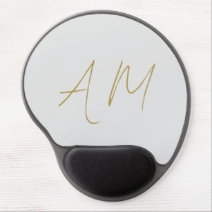 Gold Color Monogram Initials Calligraphy Pro Gel Mouse Pad