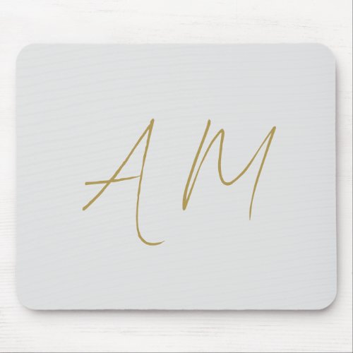 Gold Color Monogram Initials Calligraphy Pro Mouse Pad