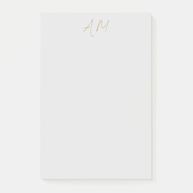 Gold Color Monogram Initials Calligraphy Pro Post-it Notes (Front)