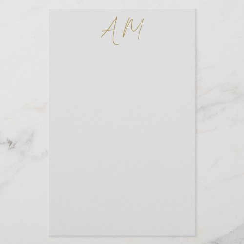 Gold Color Monogram Initials Calligraphy Pro Stationery
