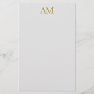 Gold Color Monogram Initials Calligraphy Pro Stationery