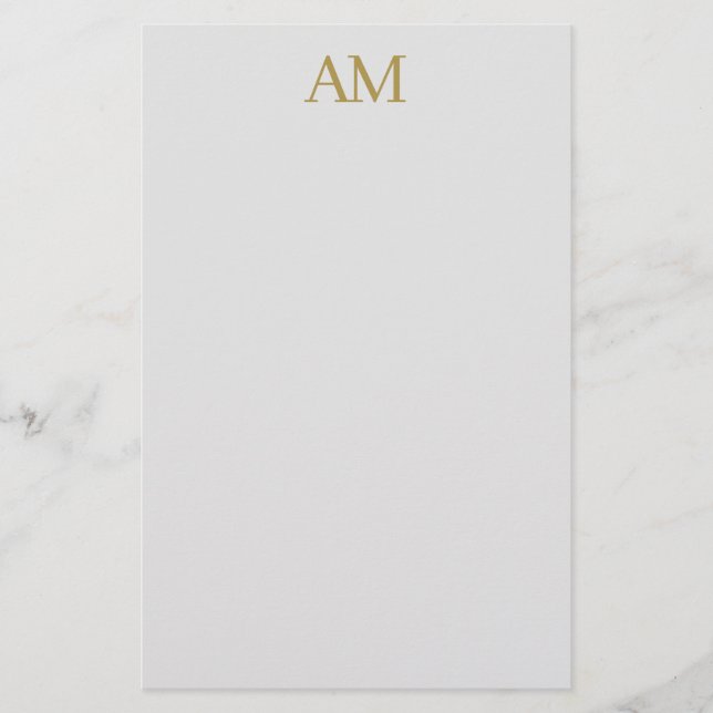 Gold Color Monogram Initials Calligraphy Pro Stationery (Front)