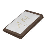 Gold Color Monogram Initials Calligraphy Pro Trifold Wallet