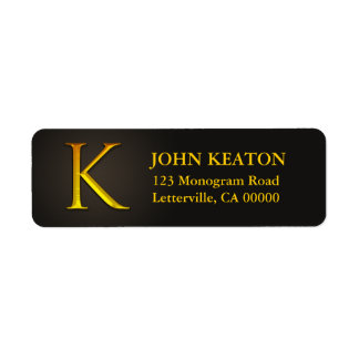Gold Color Monogram K Return Address Labels