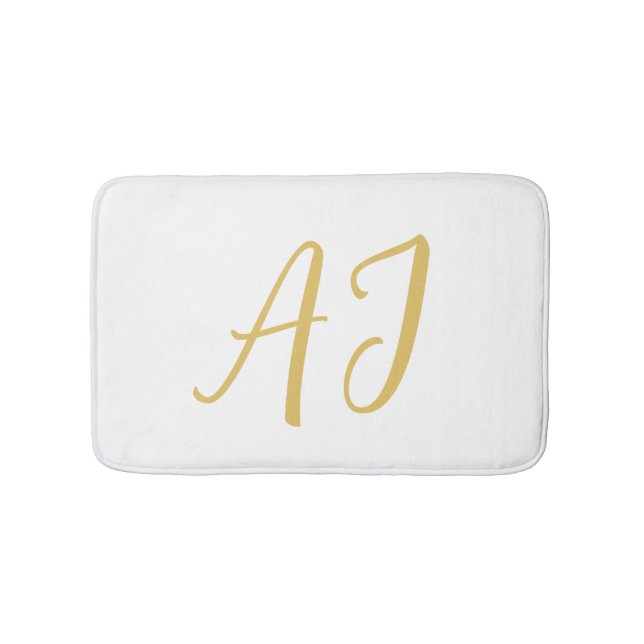 Gold Color Monogram Professional Classical Initial Bath Mat (Front)