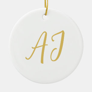 Gold Color Monogram Professional Classical Initial Ceramic Ornament