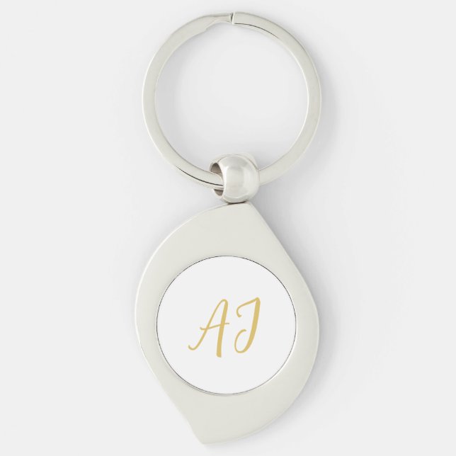 Gold Color Monogram Professional Classical Initial Keychain (Front)