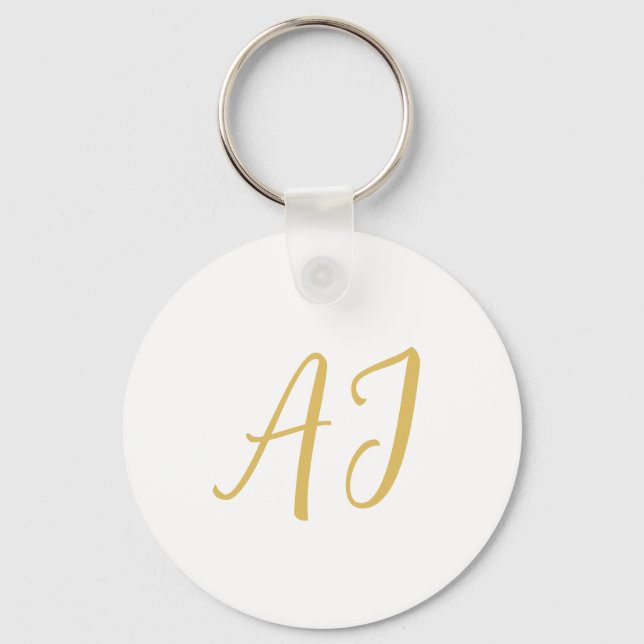 Gold Color Monogram Professional Classical Initial Keychain (Front)