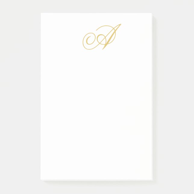 Gold Color Monogram Professional Classical Initial Post-it Notes (Front)