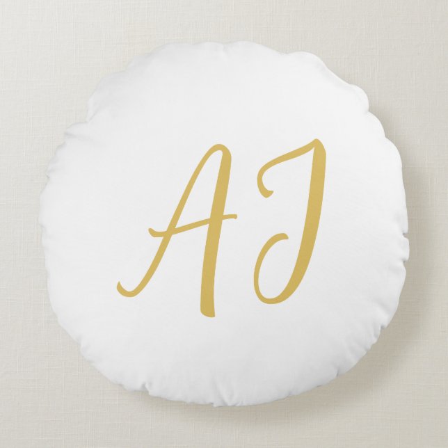 Gold Color Monogram Professional Classical Initial Round Pillow (Front)