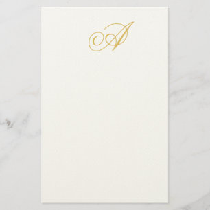 Gold Color Monogram Professional Classical Initial Stationery
