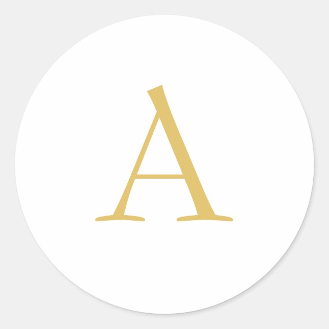 Gold Color Monogram Professional Custom Classic Round Sticker (Front)