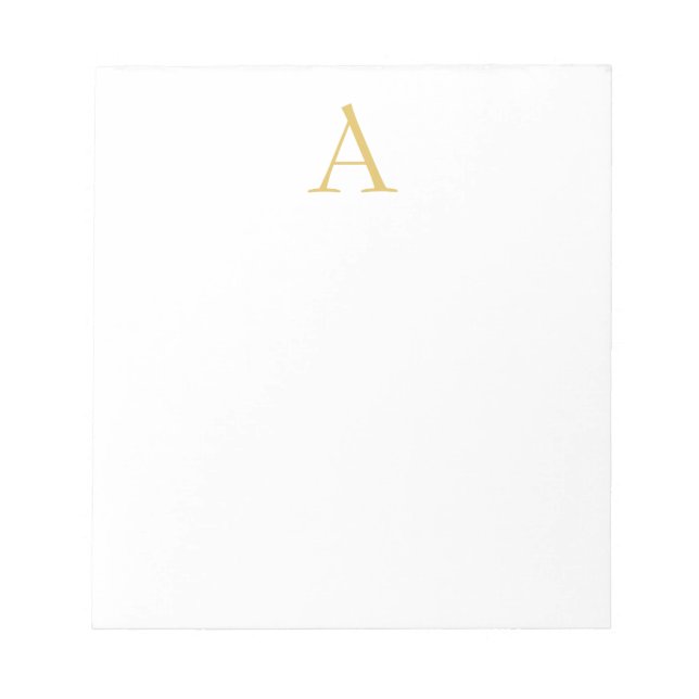 Gold Color Monogram Professional White Notepad (Front)