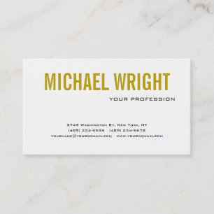 Gold Color Name Black White Modern Plain Simple Business Card