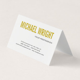 Gold Color Name Black White Modern Plain Simple Business Card