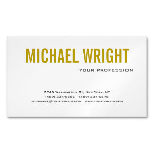 Gold Color Name Black White Modern Plain Simple Business Card Magnet