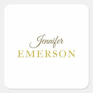 Gold color name professional minimalist modern square sticker