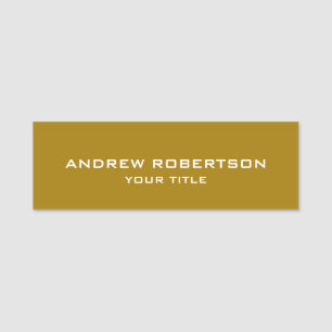 Gold Color Plain Elegant Minimalist Simple Name Tag