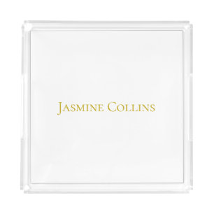 Gold Color Plain Minimalist Professional Name Acrylic Tray