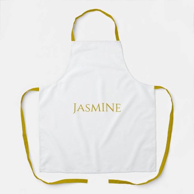 Gold Color Plain Minimalist Professional Name  Apron (Front)