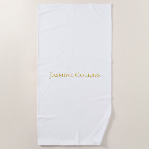 Gold Color Plain Minimalist Professional Name Beach Towel