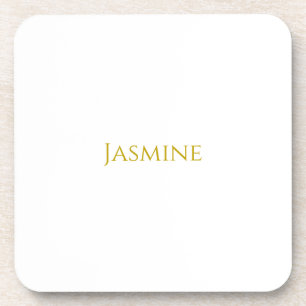Gold Color Plain Minimalist Professional Name Beverage Coaster