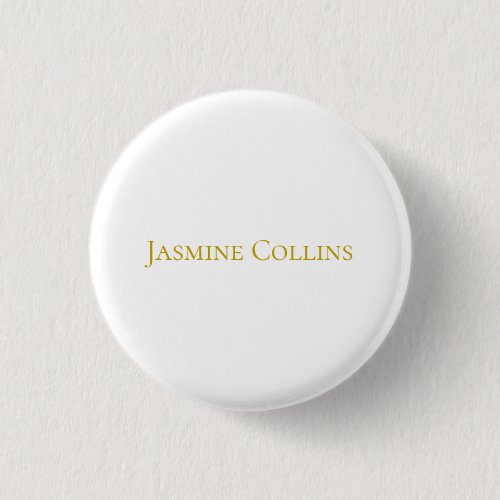 Gold Color Plain Minimalist Professional Name Button