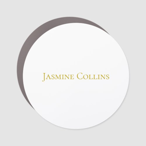 Gold Color Plain Minimalist Professional Name Car Magnet