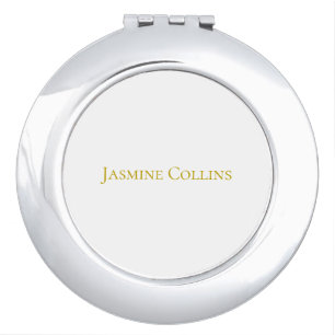 Gold Color Plain Minimalist Professional Name Compact Mirror