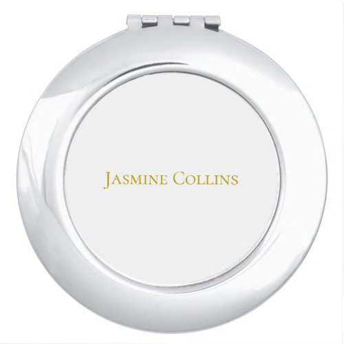 Gold Color Plain Minimalist Professional Name Compact Mirror