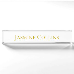 Gold Color Plain Minimalist Professional Name  Desk Name Plate