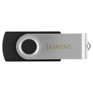 Gold Color Plain Minimalist Professional Name Flash Drive