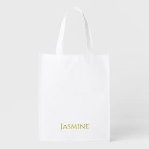 Gold Color Plain Minimalist Professional Name  Grocery Bag