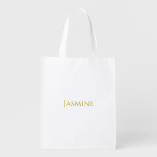 Gold Color Plain Minimalist Professional Name Grocery Bag