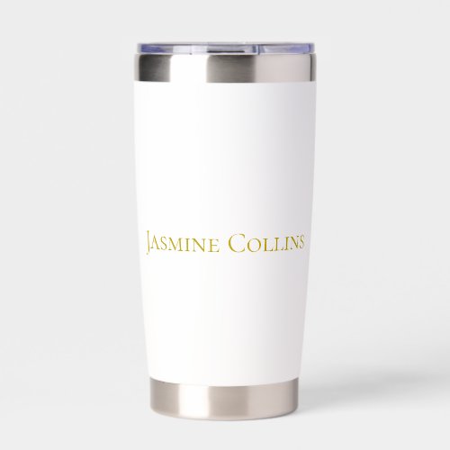 Gold Color Plain Minimalist Professional Name Insulated Tumbler