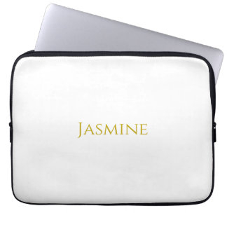 Gold Color Plain Minimalist Professional Name Laptop Sleeve