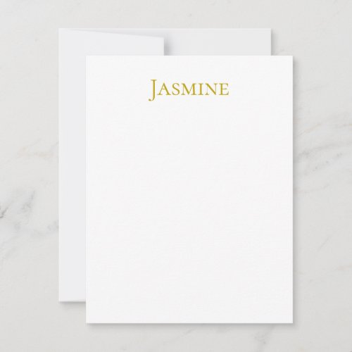 Gold Color Plain Minimalist Professional Name Note Card