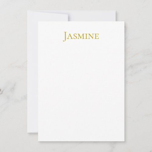 Gold Color Plain Minimalist Professional Name Note Card